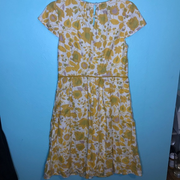 Boden Lovely Linen Yellow Floral Print Dress. - Picture 7 of 7